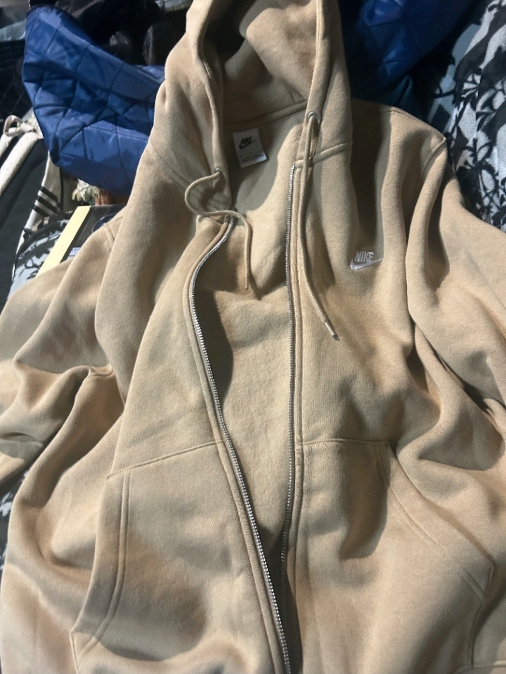 Nike Tan Hoodie with Small Black Swoosh Tag